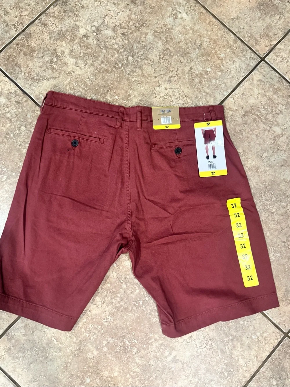 Jachs Men's Maroon Flat-Front Chino Shorts